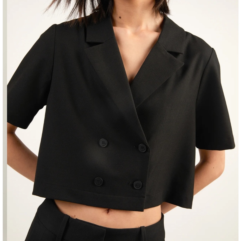Oak + Fort - double breasted crop blouse